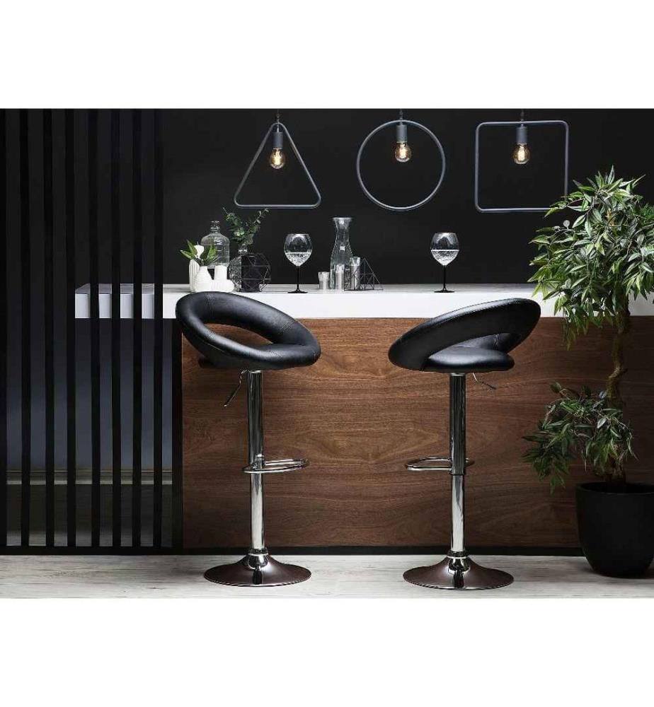 Set mit 2 Barstühlen PEORIA Kunstleder drehbar Schwarz