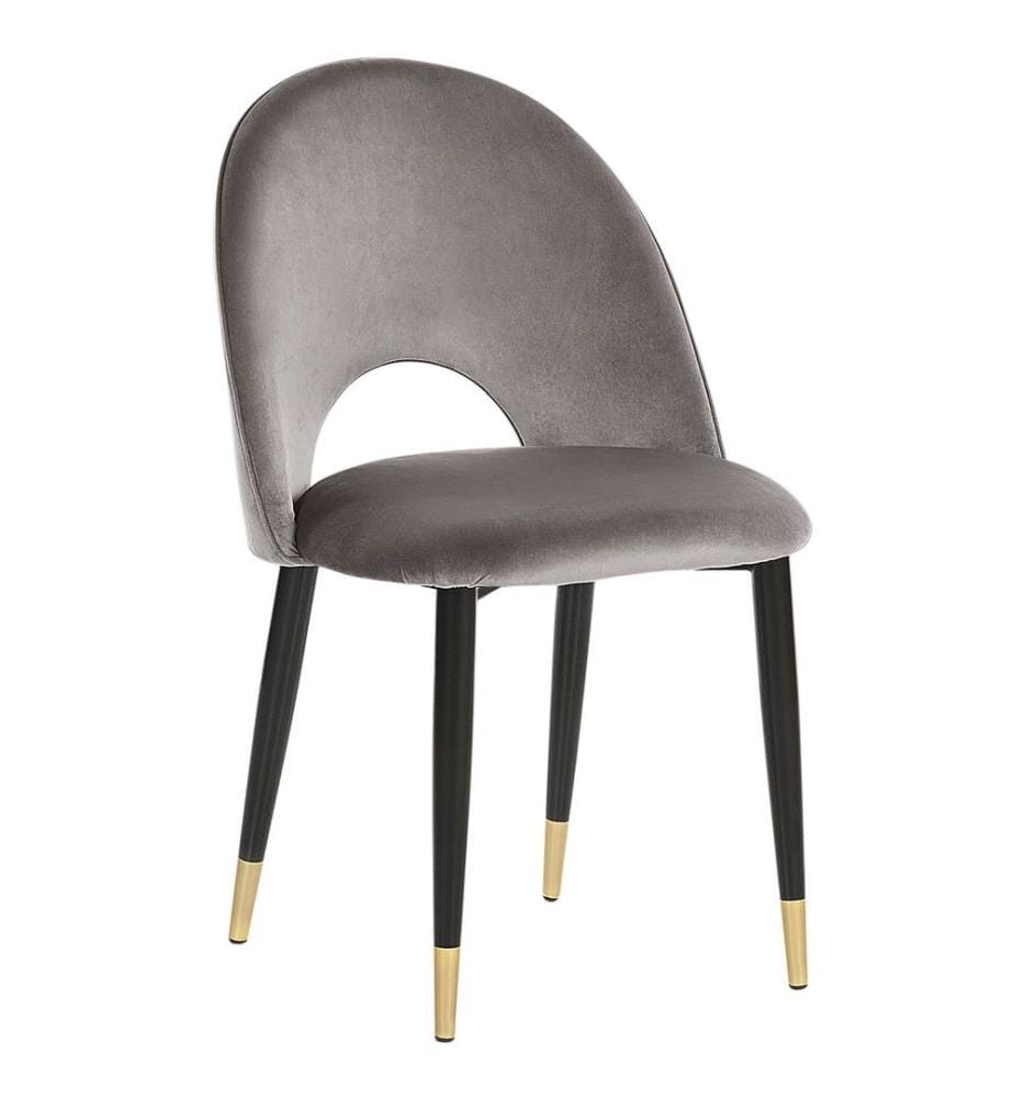 Esszimmerstuhl 2er Set MAGALIA Samtstoff Grau