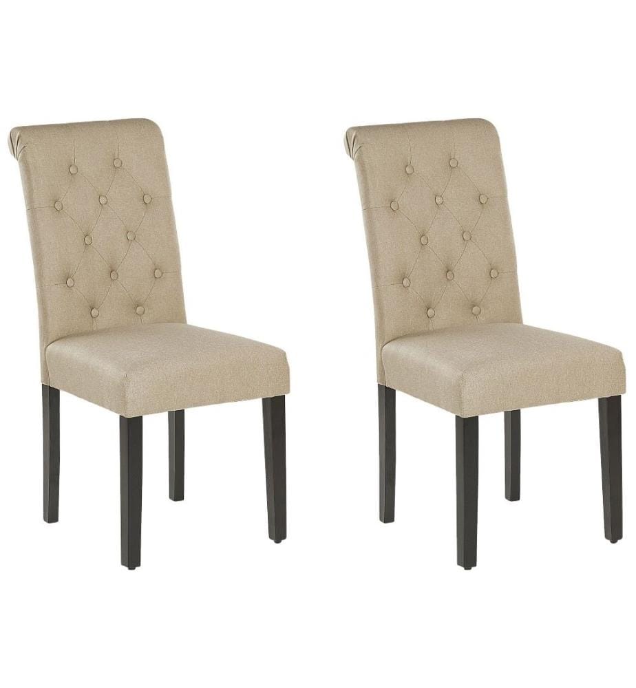 Esszimmerstuhl 2er Set VELVA Stoff Sandbeige