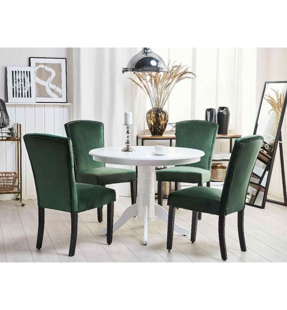 Lot de 2 Chaises Tapissées en Velours Vert de Qualité Confort d'Assise Optimal et Élégance pour Salle à Manger Rétro Glamour