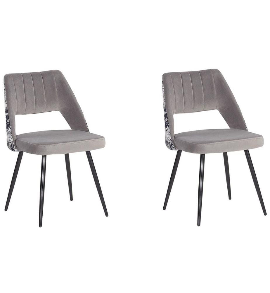 Esszimmerstuhl 2er Set ANSLEY Samtstoff Grau