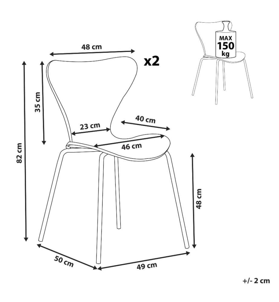 Esszimmerstuhl 2er Set Schwarz Kunststoff/Metall Modern Minimalismus Wohnzimmer Esszimmer Salon