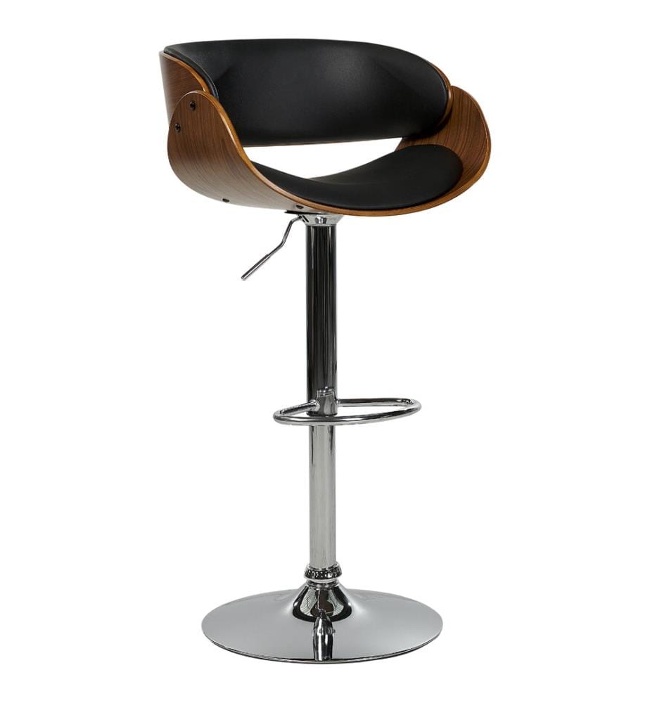 Barhocker Schwarz und Silber Kunstleder Höhenverstellbar Drehbar mit hoher Rückenlehne Holzoptik Metallgestell Fussstütze Retro Kücheninsel