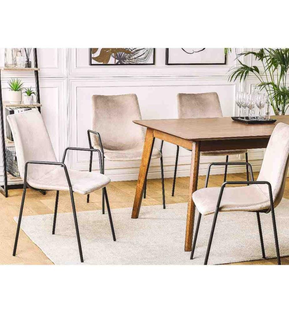 Esszimmerstuhl 2er Set JEFFERSON Samtstoff Taupe