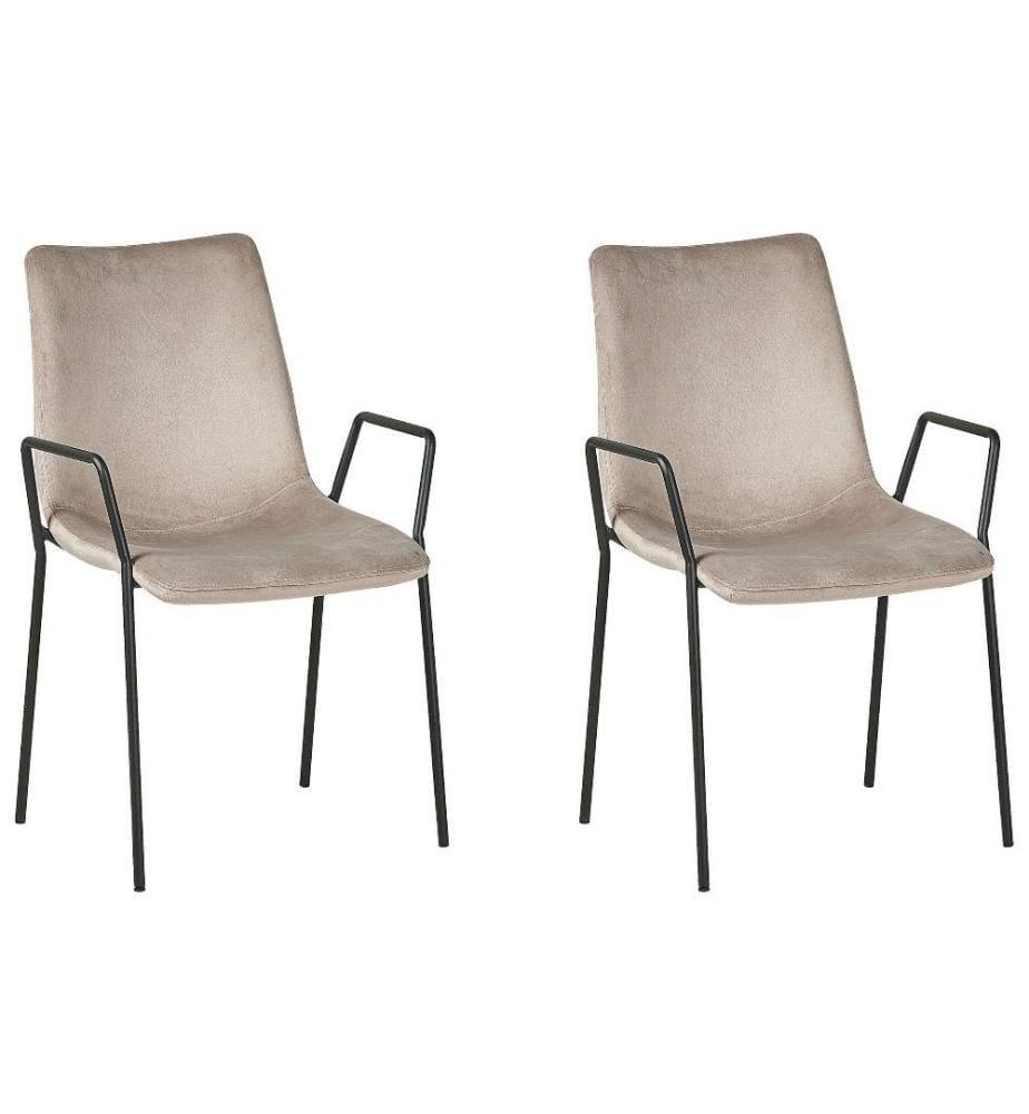 Esszimmerstuhl 2er Set JEFFERSON Samtstoff Taupe