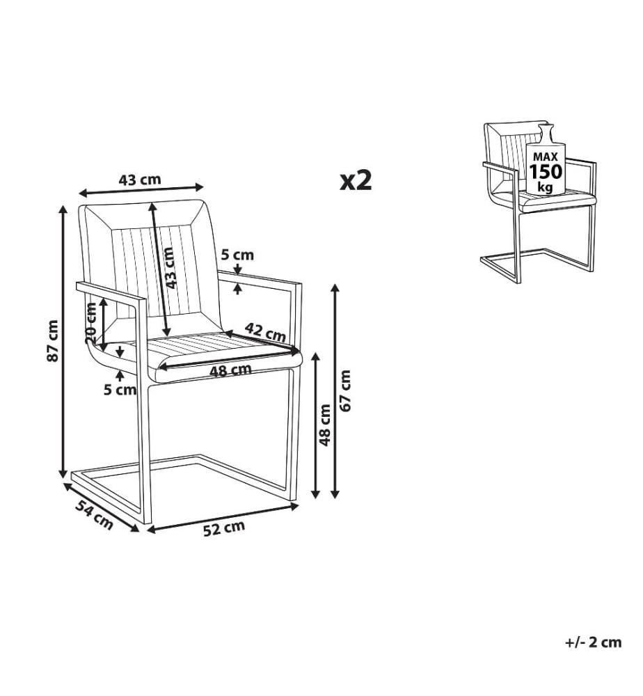 Stuhl 2er Set Weiss Kunstleder Metallgestell Modernes Design Elegant Wohnküche Arbeits-, Ess- und Wohnzimmer