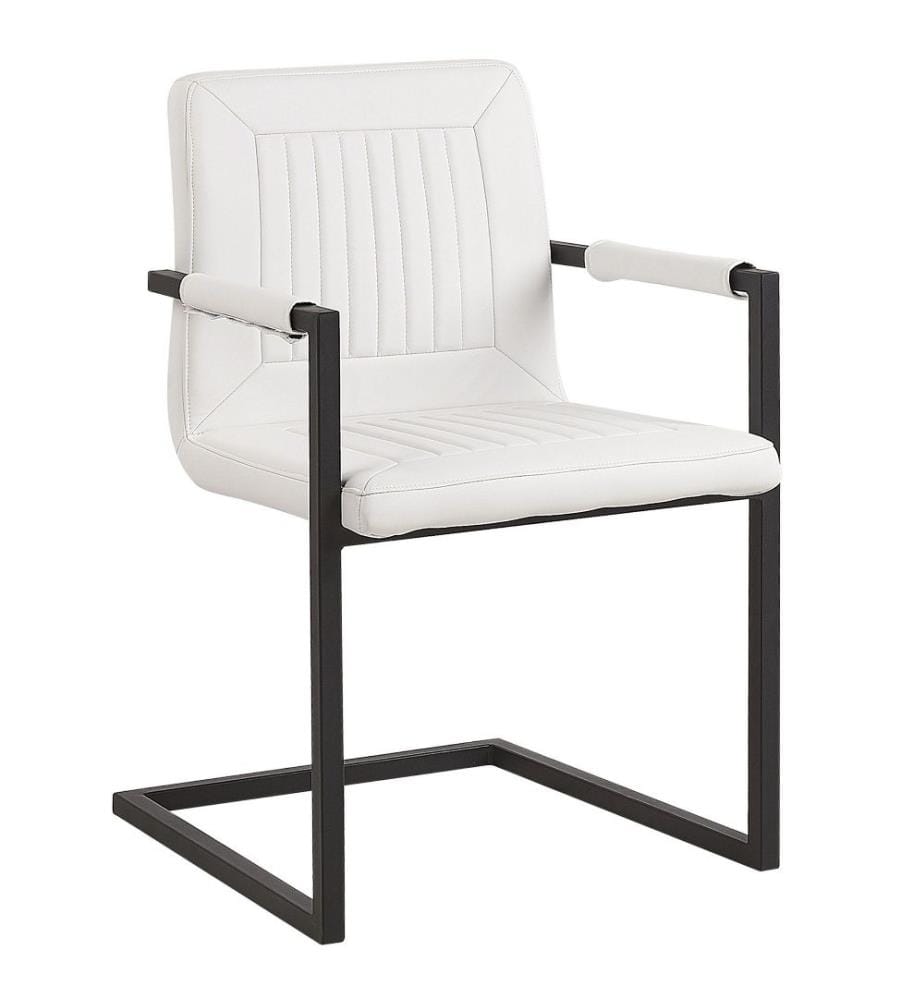 Stuhl 2er Set Weiss Kunstleder Metallgestell Modernes Design Elegant Wohnküche Arbeits-, Ess- und Wohnzimmer