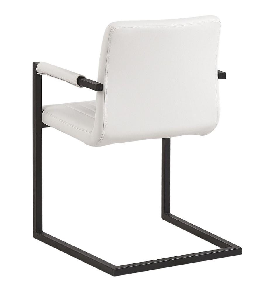 Stuhl 2er Set Weiss Kunstleder Metallgestell Modernes Design Elegant Wohnküche Arbeits-, Ess- und Wohnzimmer