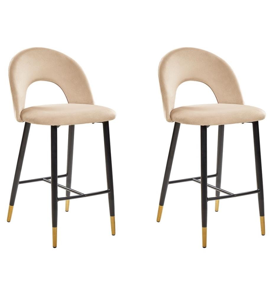 Set mit 2 Barstühlen FALTON Samtstoff Beige