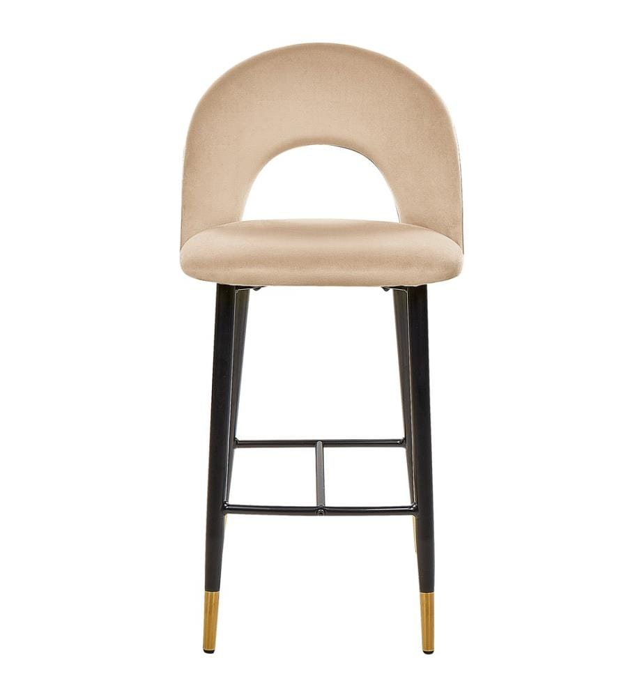 Set mit 2 Barstühlen FALTON Samtstoff Beige