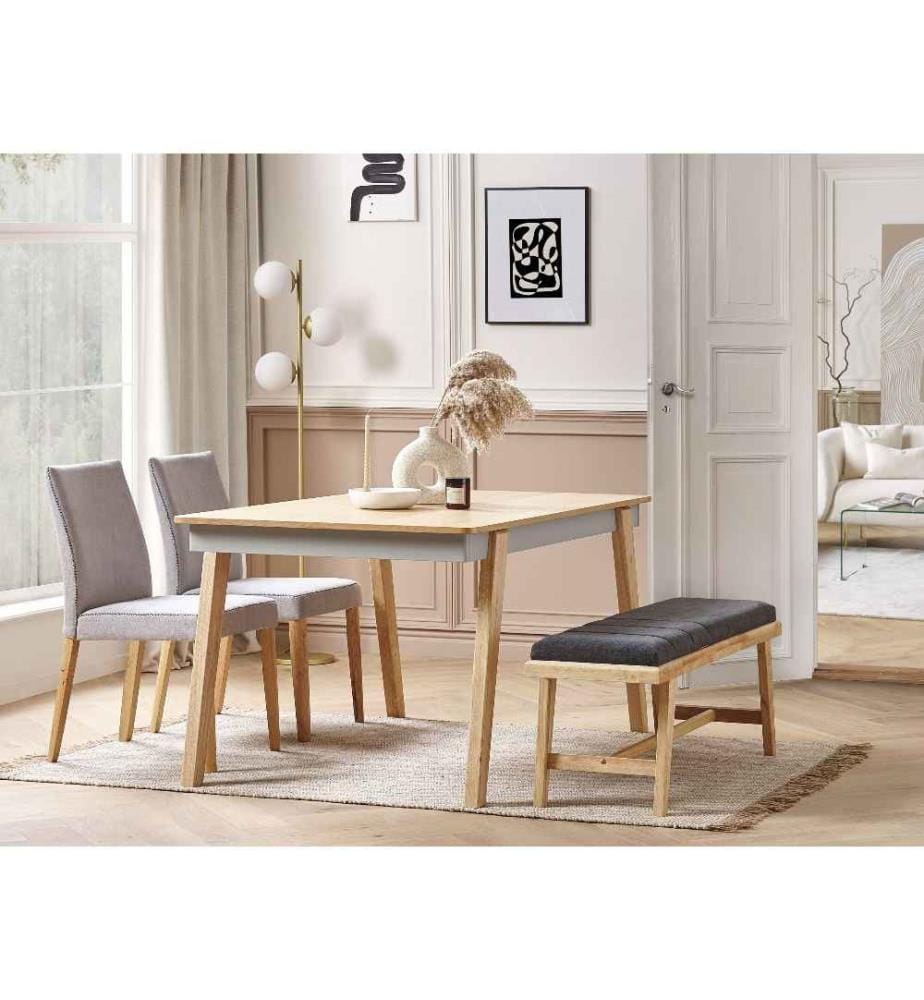 Esszimmerstuhl 2er Set PHOLA Stoff Grau