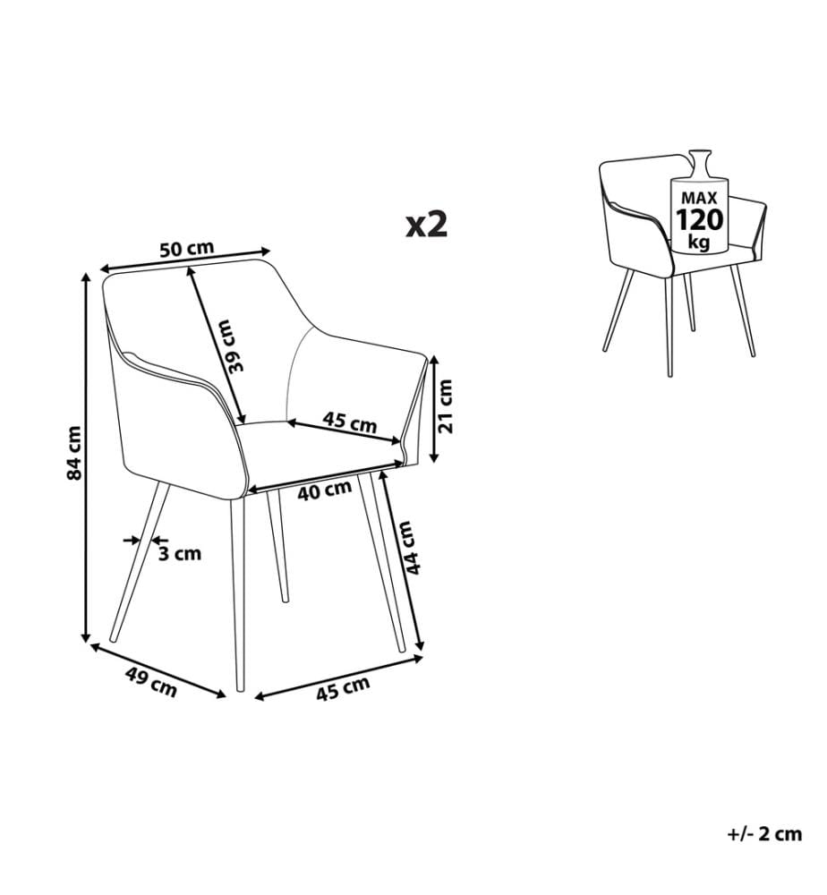 Esszimmerstuhl 2er Set JASMIN Samtstoff Braun