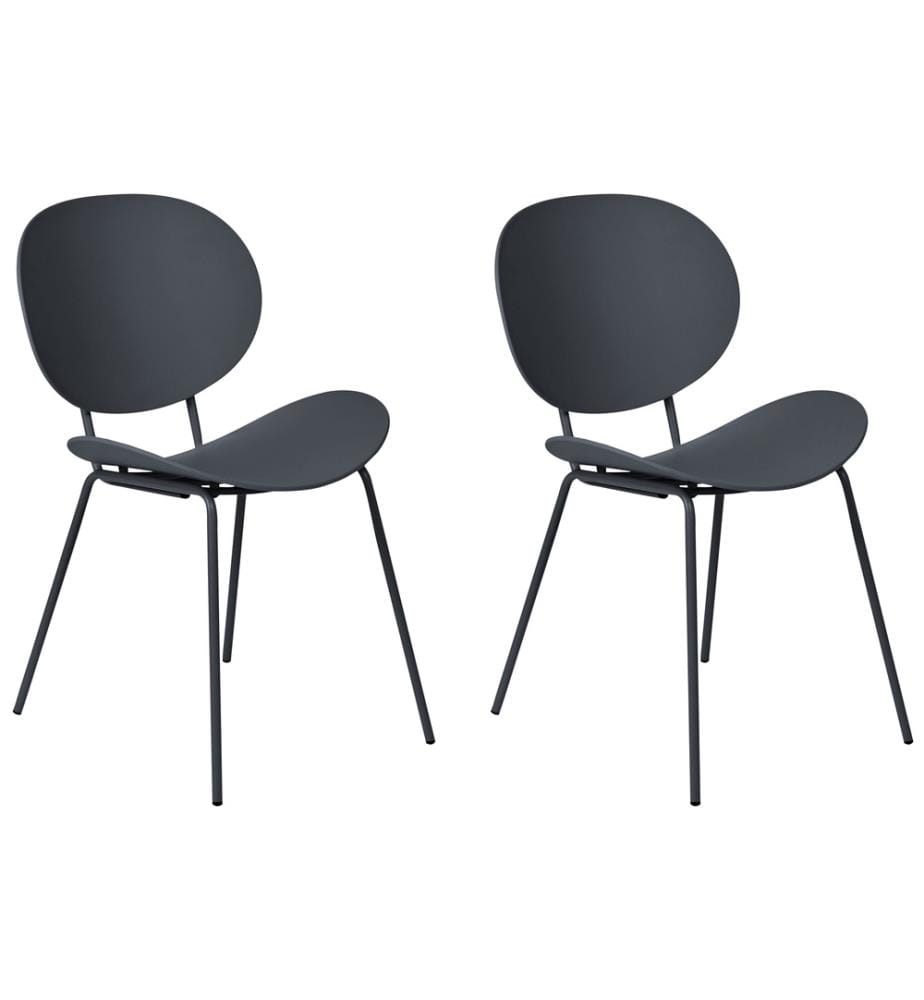 Esszimmerstuhl 2er Set Schwarz Kunststoff mit Metallfüssen Skandi Modern für den Innenbereich Wohnzimmer Esszimmer Möbel Ausstattung Sitzmöbel