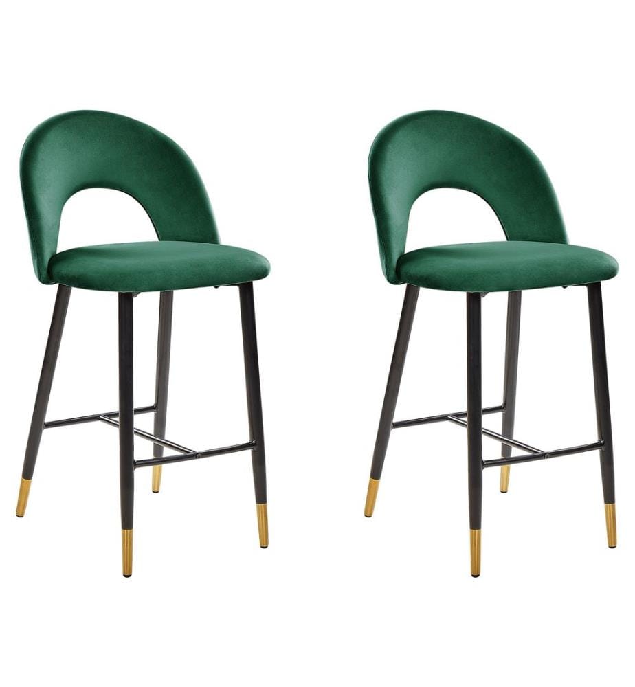 Set mit 2 Barstühlen FALTON Samtstoff Smaragdgrün
