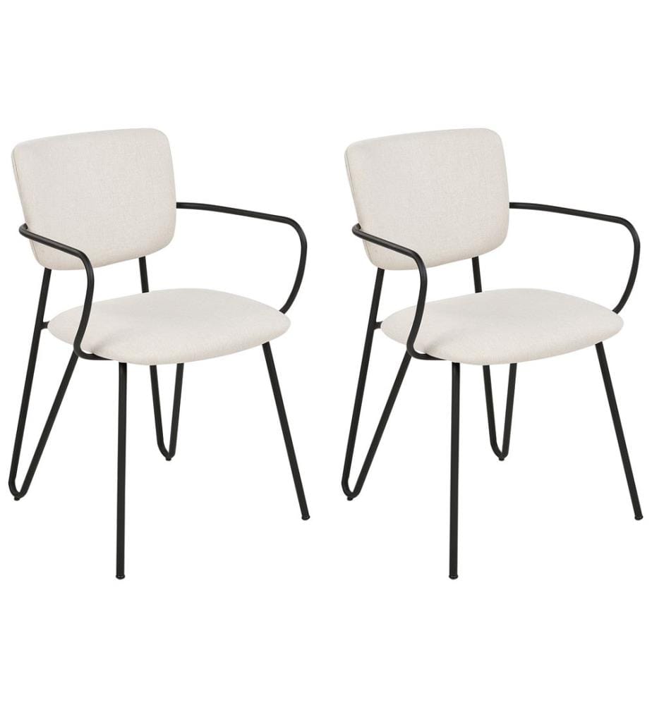 Lot de 2 chaises de salle à manger ELKO Tissu Blanc cassé