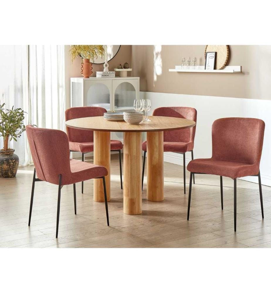 Esszimmerstuhl 2er Set Goldbraun Stoffbezug Gestrickt mit Schwarzen Metallbeinen Skandi Modern Wohnzimmer Essbereich Flur Ausstattung Möbel