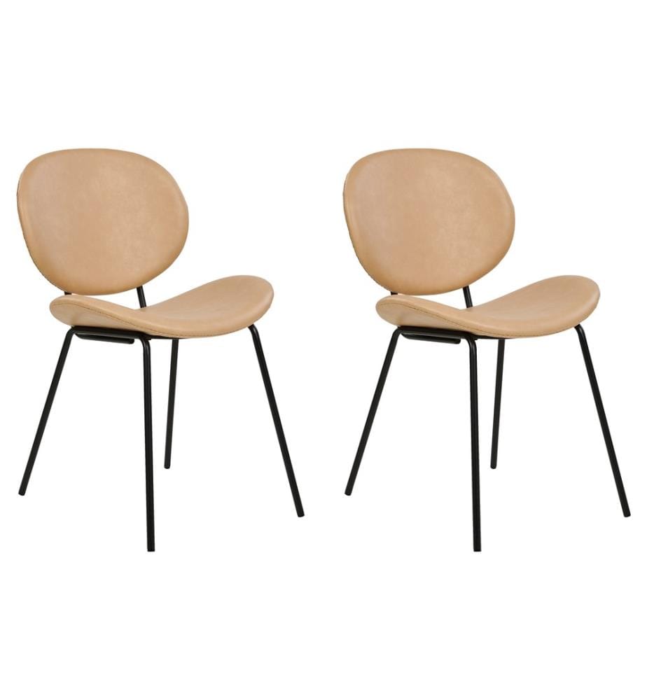 Esszimmerstuhl 2er Set LUANA Kunstleder Sandbeige
