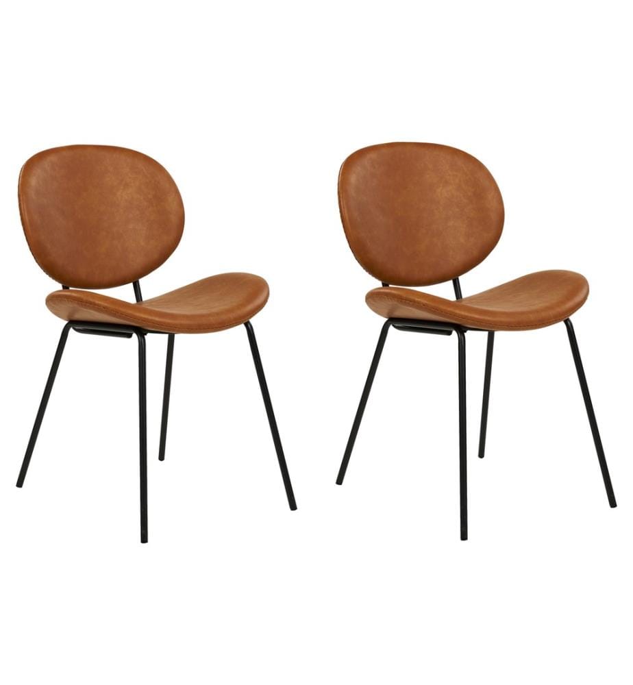 Esszimmerstuhl 2er Set LUANA Kunstleder Goldbraun