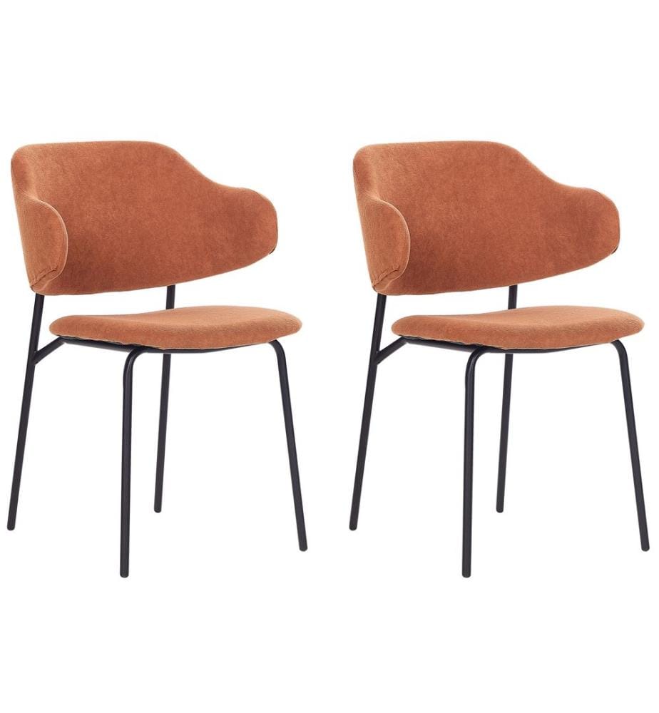 Esszimmerstuhl 2er Set KENAI Stoff Orange