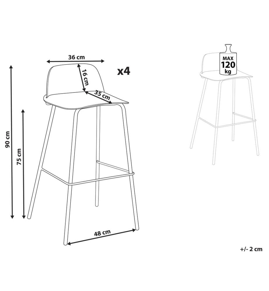 Tabouret de bar set de 4 pièces rose pastel en plastique/métal Salle à manger Cuisine Chaise de bar rétro
