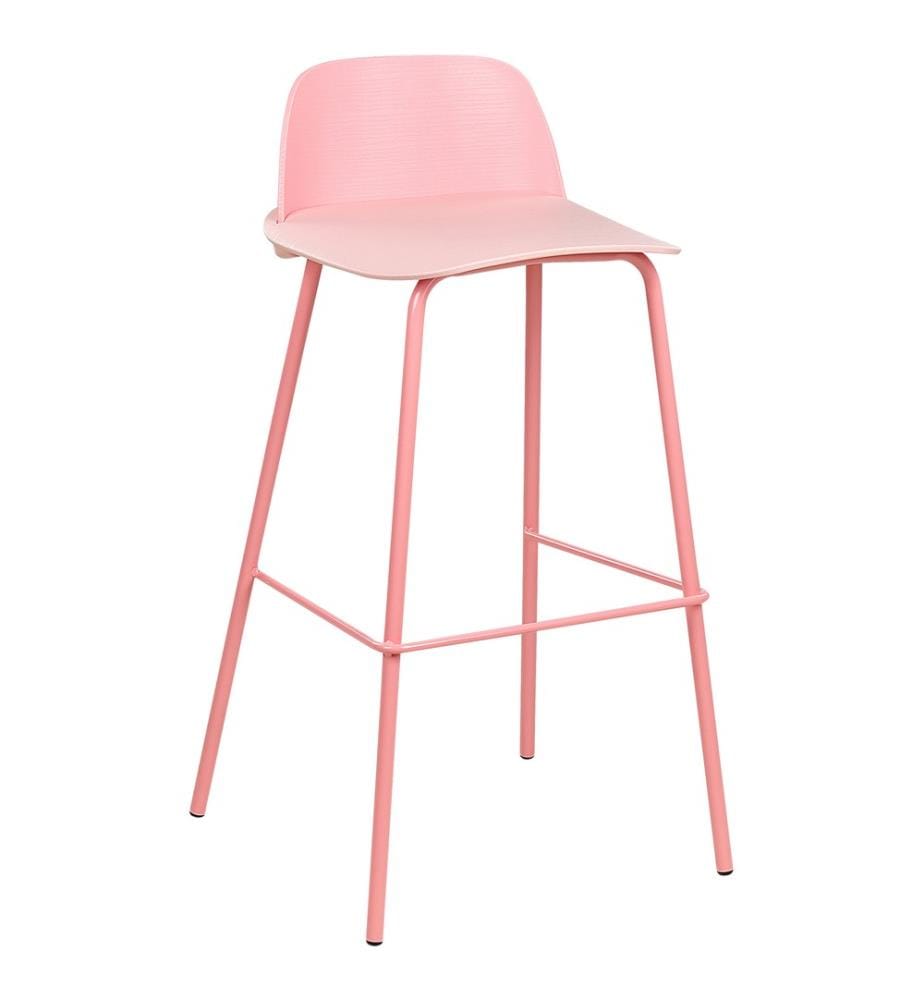 Tabouret de bar set de 4 pièces rose pastel en plastique/métal Salle à manger Cuisine Chaise de bar rétro