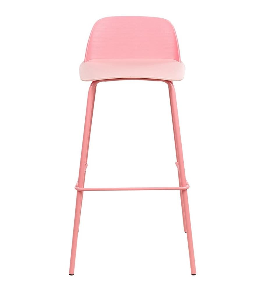Tabouret de bar set de 4 pièces rose pastel en plastique/métal Salle à manger Cuisine Chaise de bar rétro
