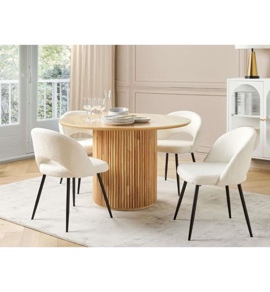 Esszimmerstuhl 2er Set ONAGA Bouclé Weiss
