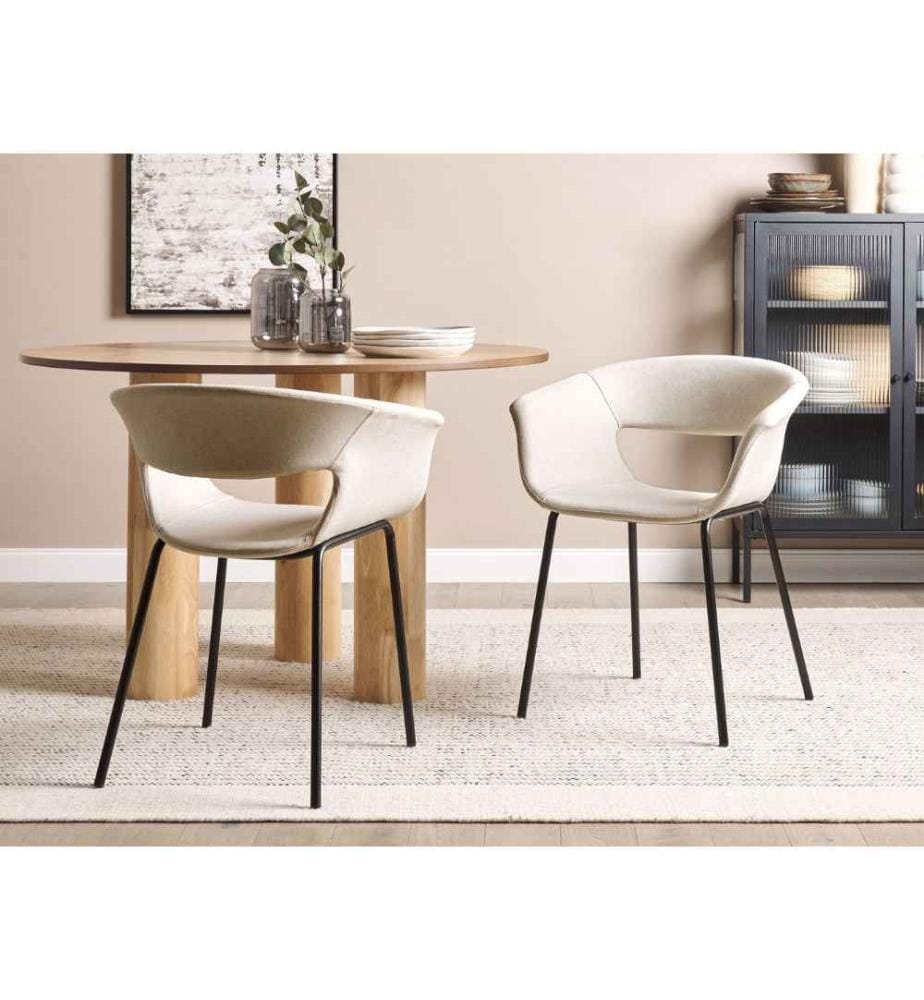 Esszimmerstuhl 2er Set ELMA Stoff Hellbeige