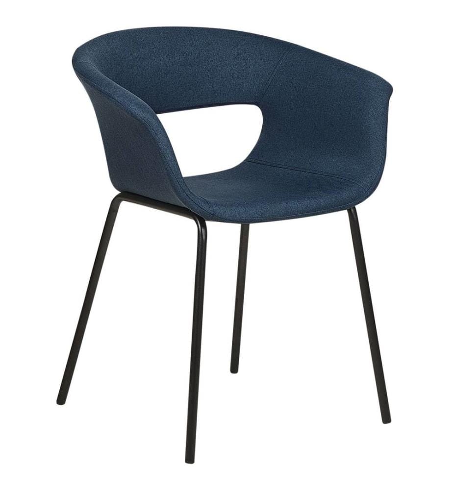 Esszimmerstuhl 2er Set ELMA Stoff Dunkelblau