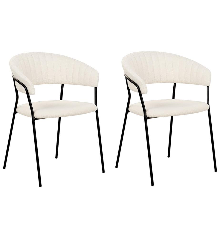 Esszimmerstuhl 2er Set MARIPOSA Bouclé Cremeweiss