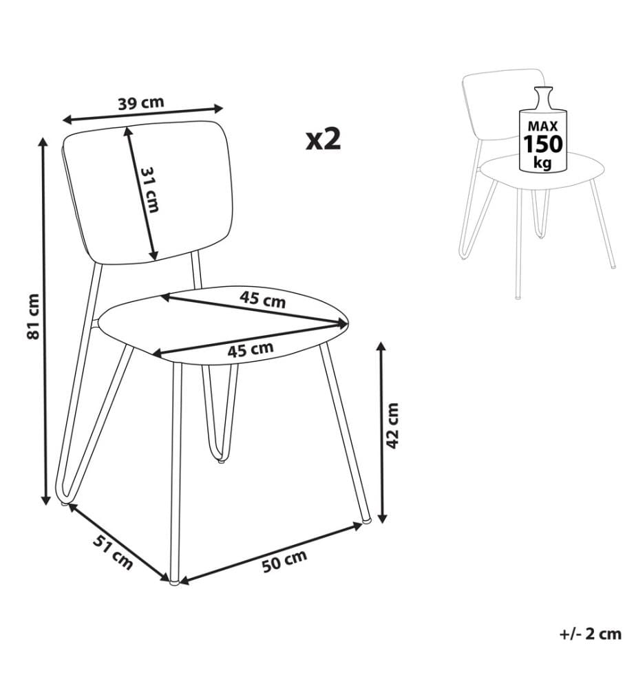 Esszimmerstuhl 2er Set NELKO Bouclé Cremeweiss