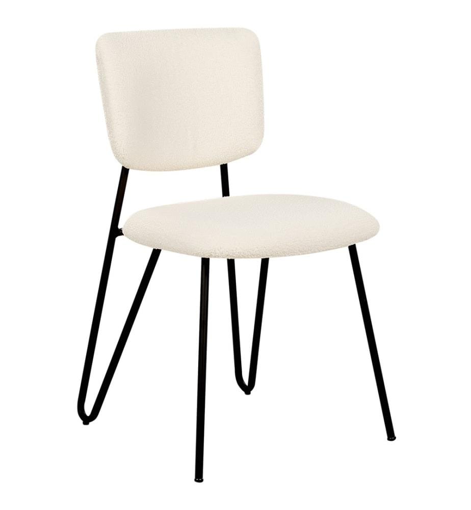 Esszimmerstuhl 2er Set NELKO Bouclé Cremeweiss