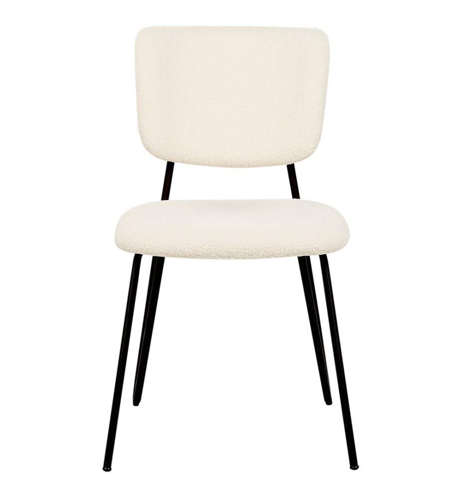 Esszimmerstuhl 2er Set NELKO Bouclé Cremeweiss