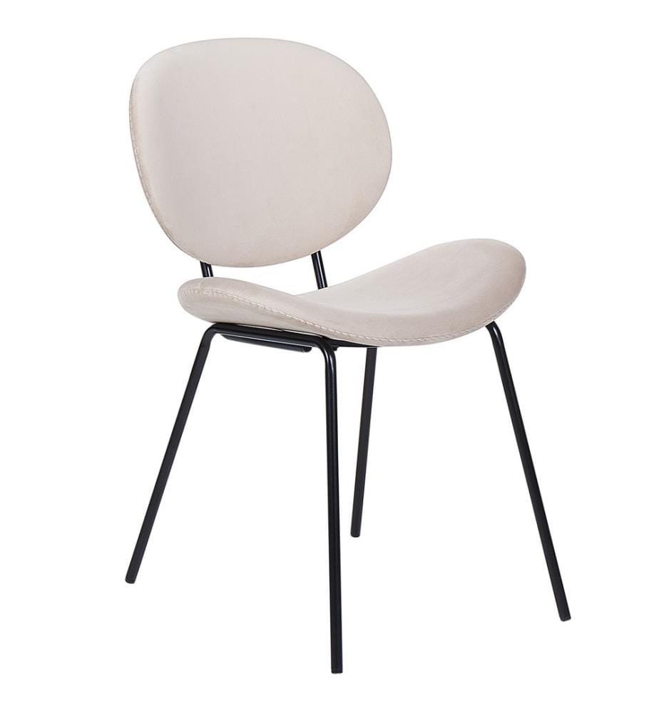 Esszimmerstuhl 2er Set LUANA Samtstoff Hellbeige