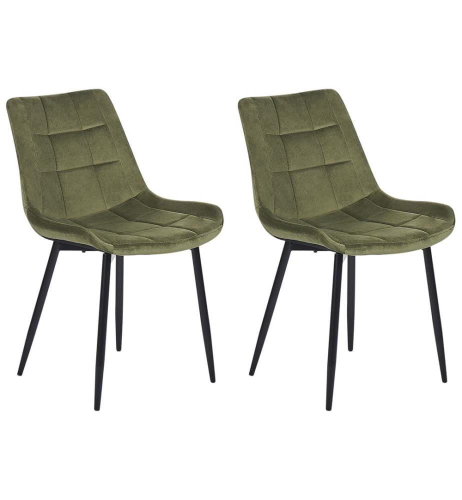 Esszimmerstuhl 2er Set Dunkelgrün Samtstoff mit Schwarzen Metallbeinen Retro Stil Polsterstuhl Ohne Armlehnen Wohnzimmer Esszimmer Ausstattung