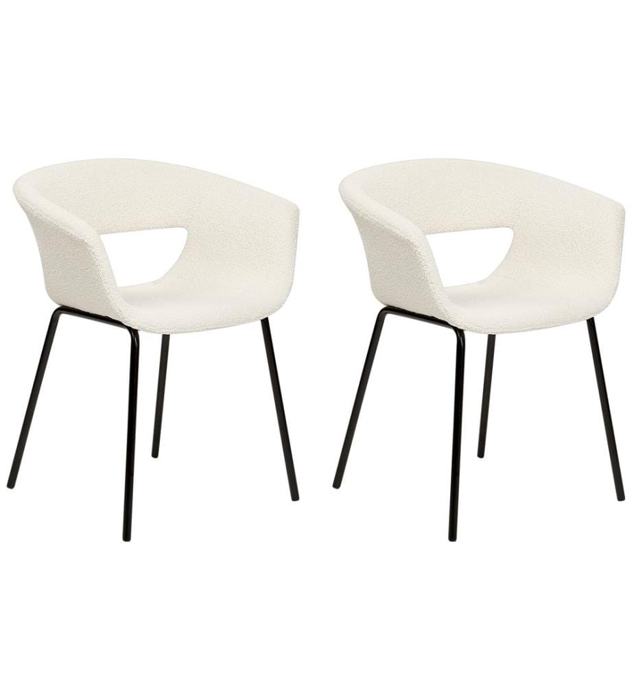 Esszimmerstuhl 2er Set ELMA Bouclé Cremeweiss