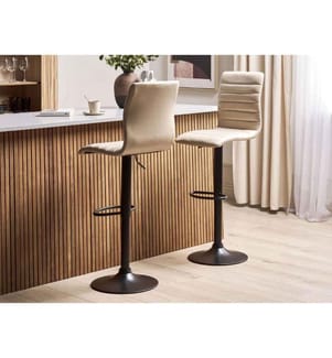 Set di 2 sedie alte LUCERNE Pelle sintetica Beige chiaro