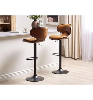 Set di 2 sedie alte CONWAY Pelle sintetica Marrone dorato