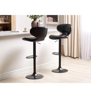 Lot de 2 Chaises Tabourets de Bar en Cuir PU Gris et Métal Brillant Pivotantes et Réglables pour Cuisine ou Salle à Manger Ultra Moderne