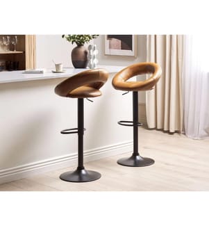 Set di 2 sedie alte PEORIA Pelle sintetica Marrone dorato