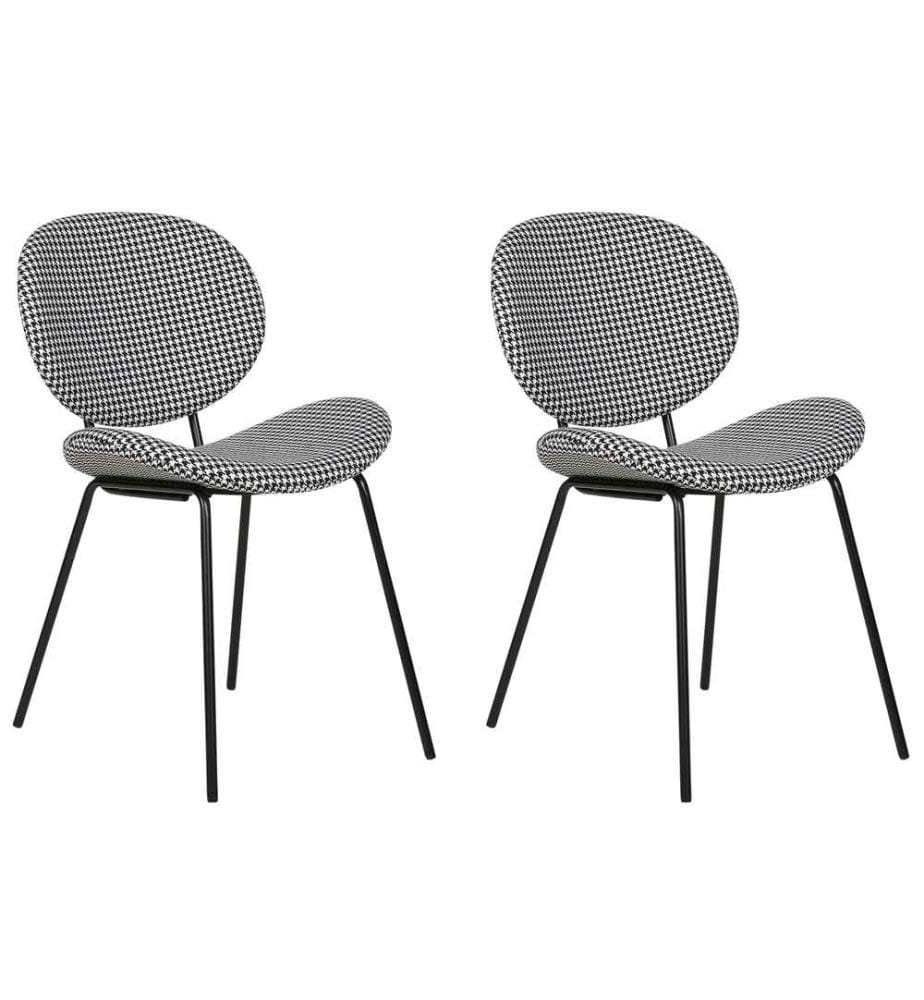 Esszimmerstuhl 2er Set LUANA Stoff Schwarz / Weiss