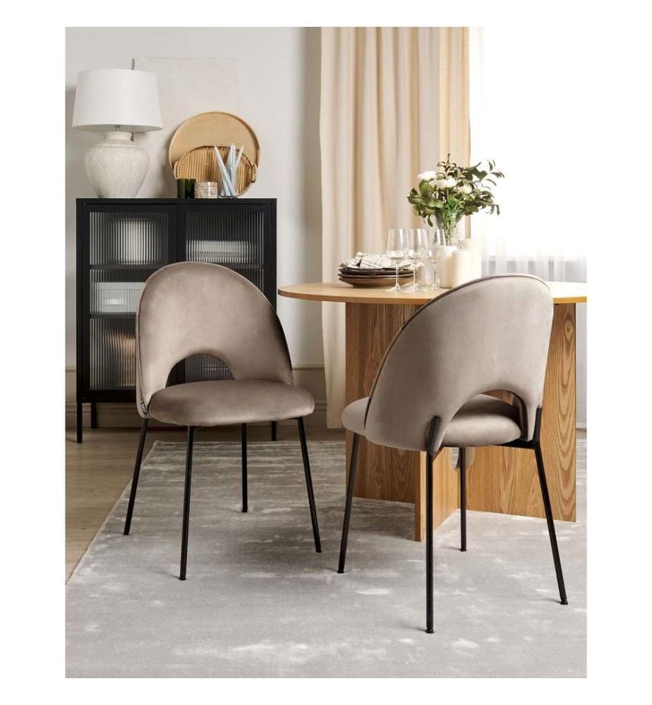 Esszimmerstuhl 2er Set COVELO Samtstoff Taupe