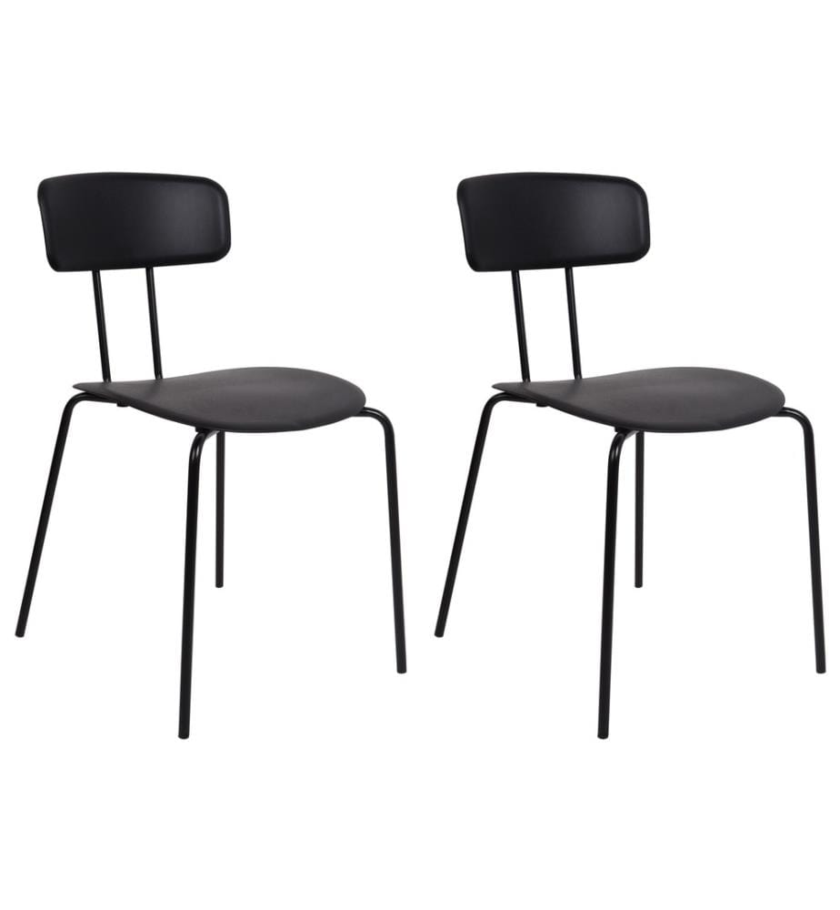 Stuhl 2er Set Schwarz Kunststoff und Metall Ohne Armlehnen Modernes Design Sitzmöbel Wohnzimmer Küche Esszimmer Essbereich