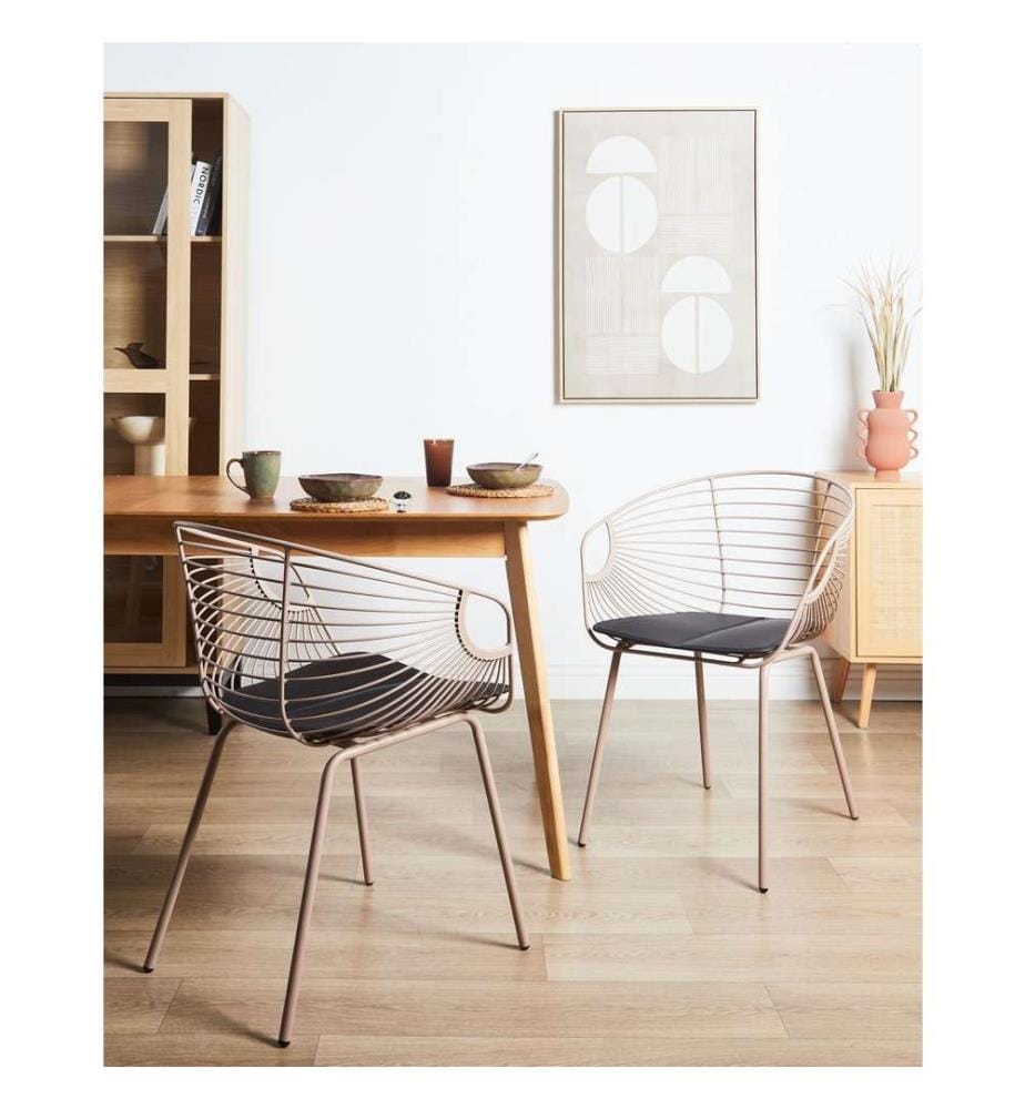 Esszimmerstuhl 2er Set HOBACK Metall Beige