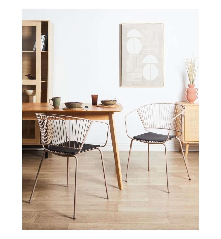 Esszimmerstuhl 2er Set RIGBY Metall Beige