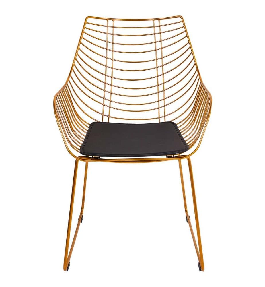 Metallstuhl 2er Set Gold u. Schwarz aus Stahl mit Kunstleder Sitz Glamour Stil Modern für Küche Esszimmer Essbereich