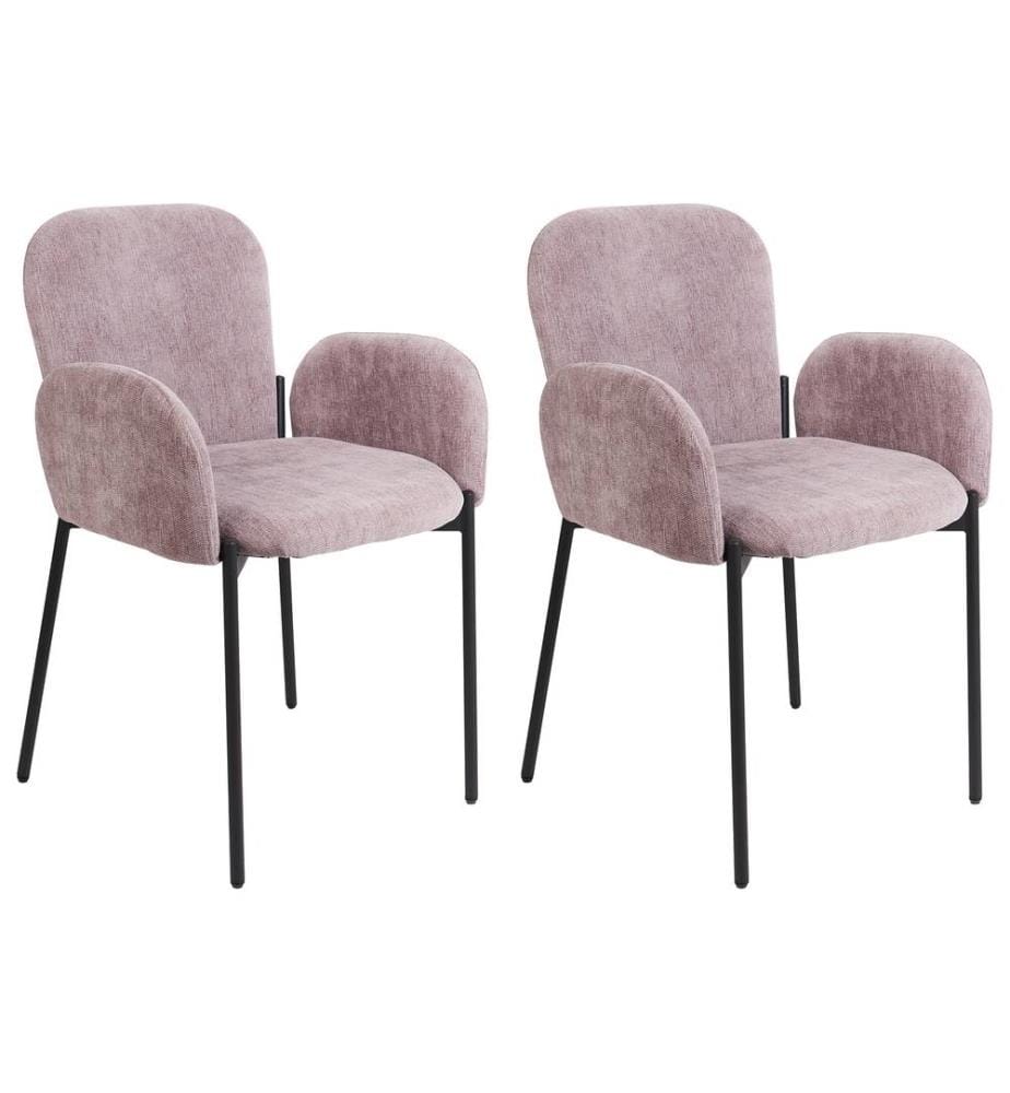 Esszimmerstuhl 2er Set ALBEE Stoff Rosa