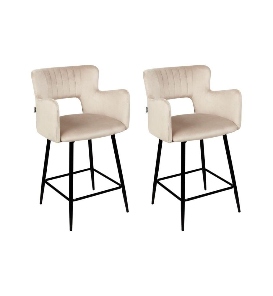 Set mit 2 Barstühlen SANILAC Samtstoff Taupe