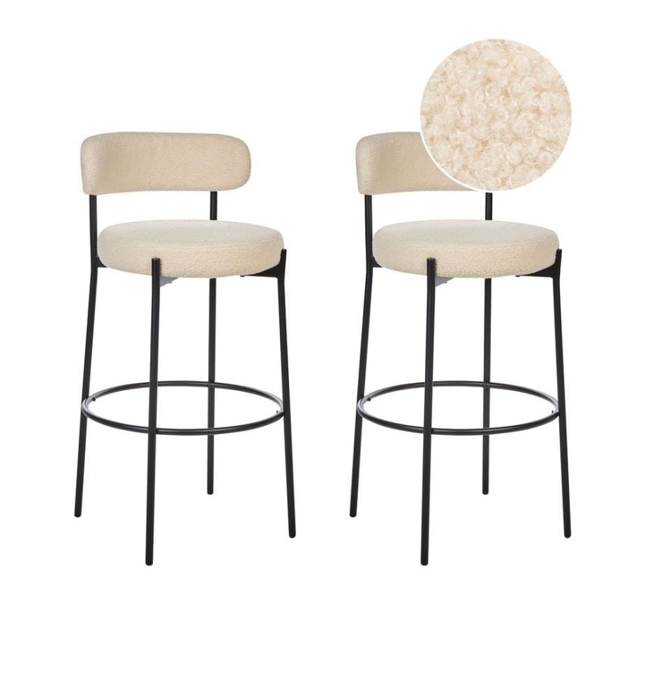 Set mit 2 Barstühlen ALLISON Bouclé Hellbeige