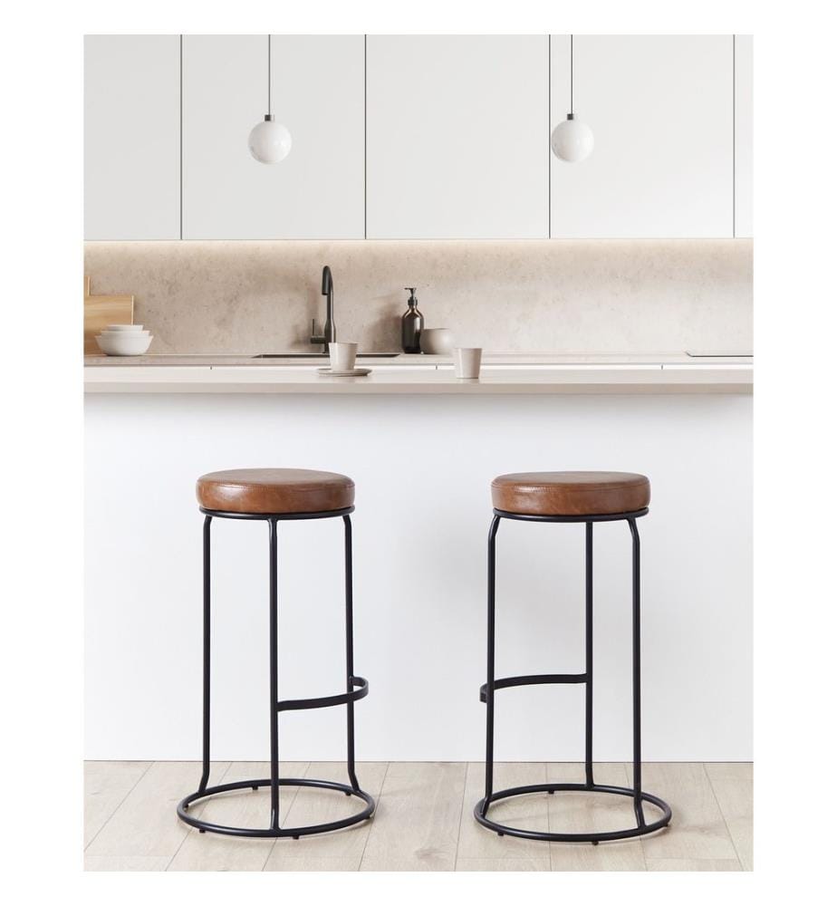Lot de 2 tabourets de bar MILROY Cuir PU Marron
